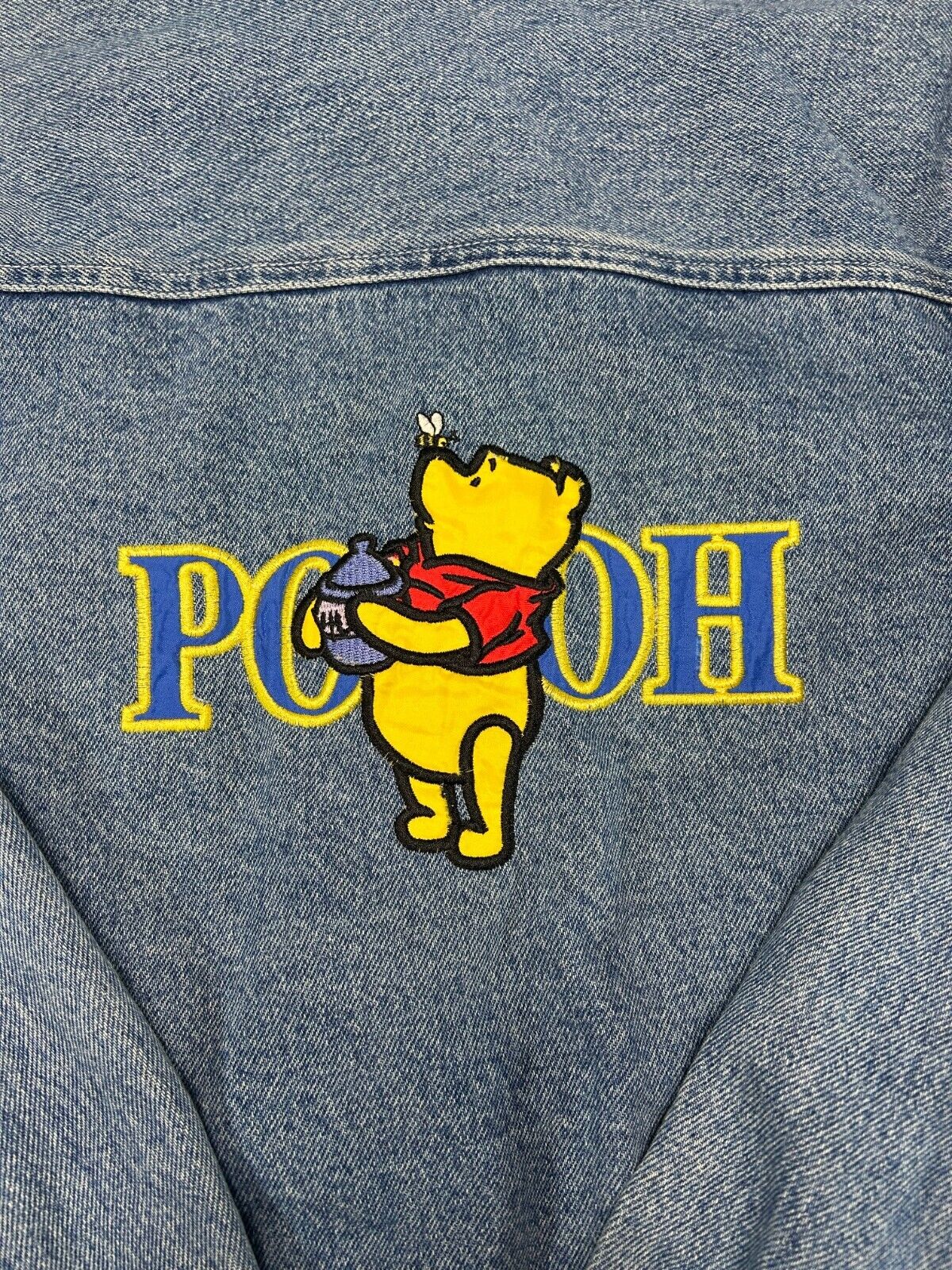 Vintage 90s Disney Winnie The Pooh Medium Wash Denim Trucker Jacket Size Large