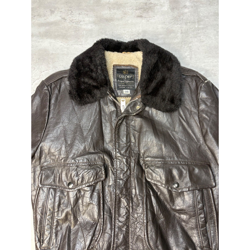 Vintage 1970s Cooper G1 Goatskin Flight Bomber Jacket Size Small