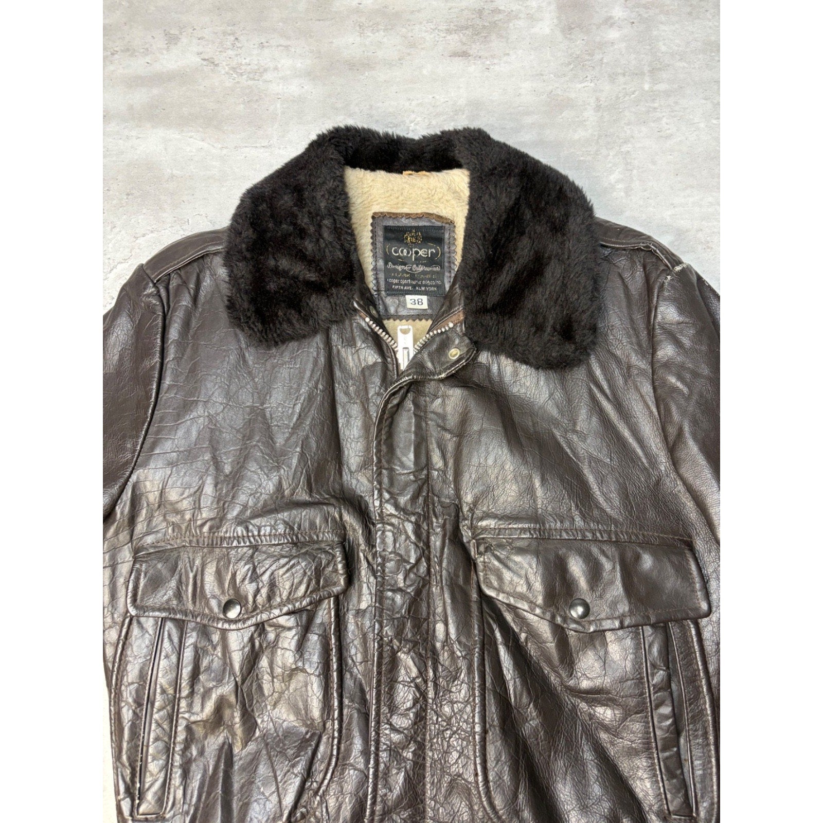 Vintage 1970s Cooper G1 Goatskin Flight Bomber Jacket Size Small