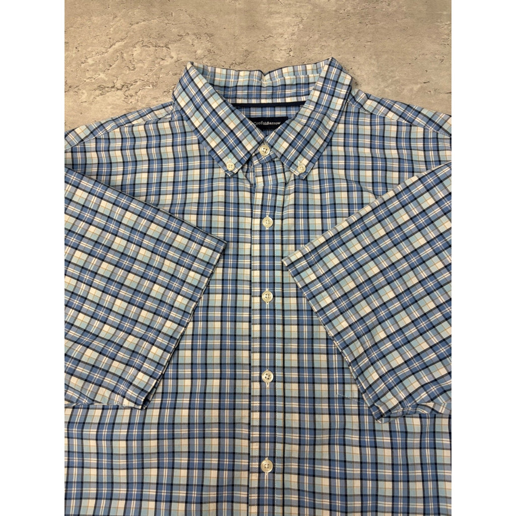Croft & Barrow Plaid Single Pocket Reworked Cropped Button Up Shirt Size XL