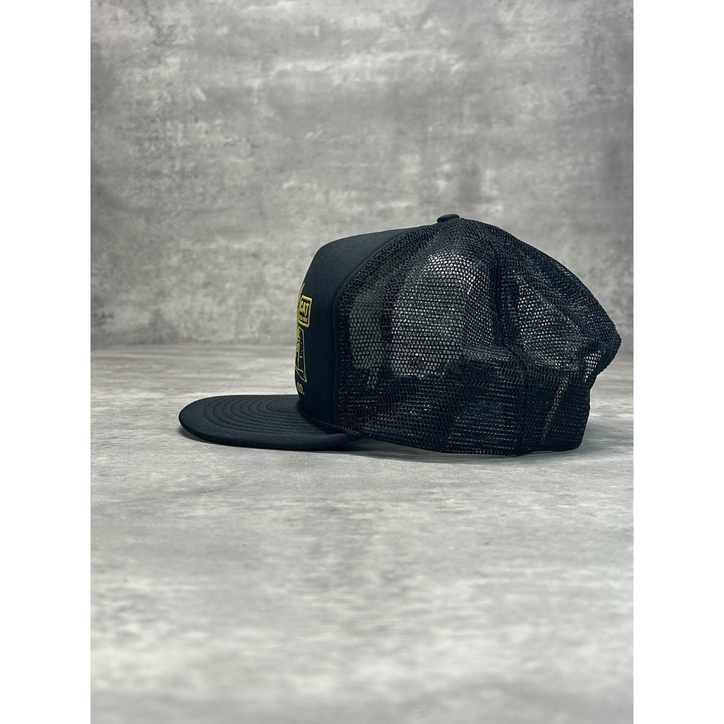 Vintage 80s Syracuse Supply Co. CAT Graphic Trucker Snapback Hat OSFA