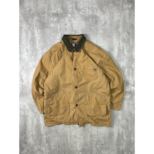 Vintage 90s L.L. Bean Multi Pocket Canvas Hunting Jacket Size XL Beige