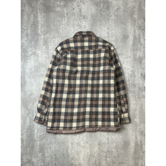 Vintage 80s Northern Summit Quilted Lined Plaid Button Up Shirt Size Large