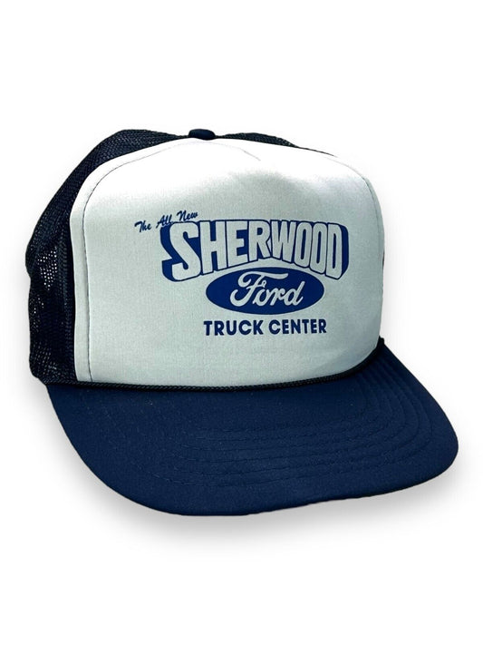 Vintage 80s Sherwood Ford Truck Center Graphic Trucker Snapback Hat OSFA