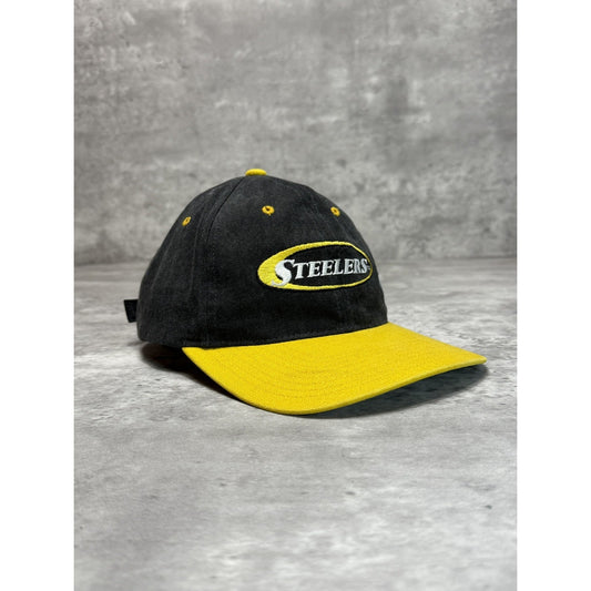 Vintage 90s Pittsburgh Steelers NFL Embroidered Spellout Strapback Hat OSFA