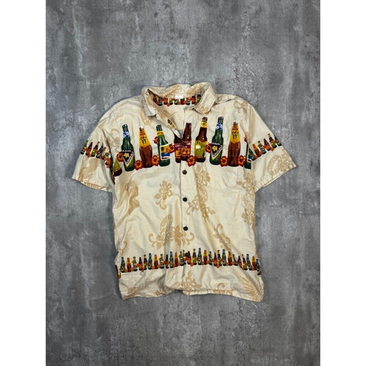 Vintage 80s/90s Hawaiian Beer Graphic Short Sleeve Button Up Shirt Size XL