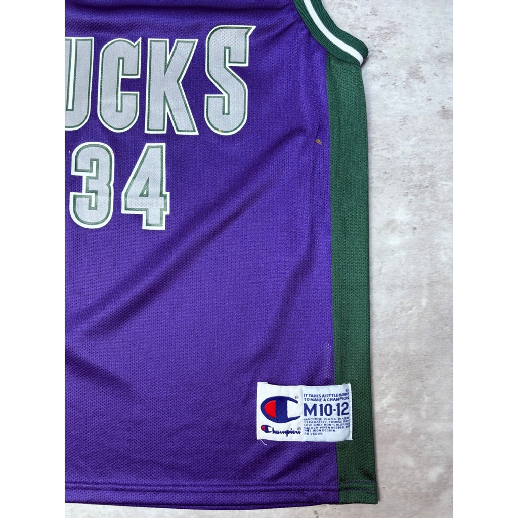 Vintage 90s Ray Allen #34 Milwaukee Bucks NBA Champion Jersey Size Medium YOUTH
