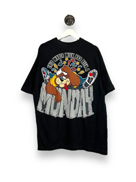 Vintage 90s This Whole Week Has Been A Monday Cartoon Graphic T-Shirt Size Large