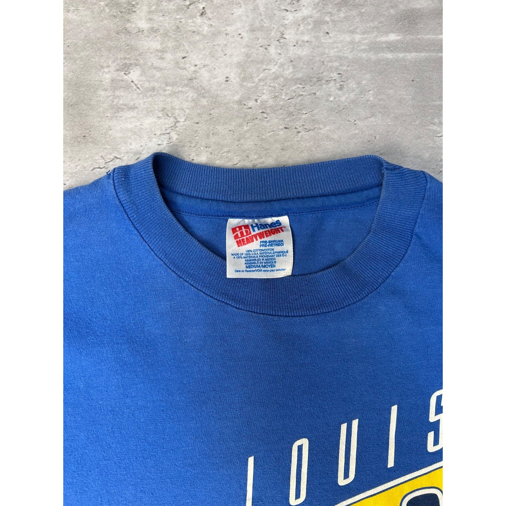 Vintage 90s St Louis Blue NHL Spellout Hockey Graphic T-Shirt Size Medium