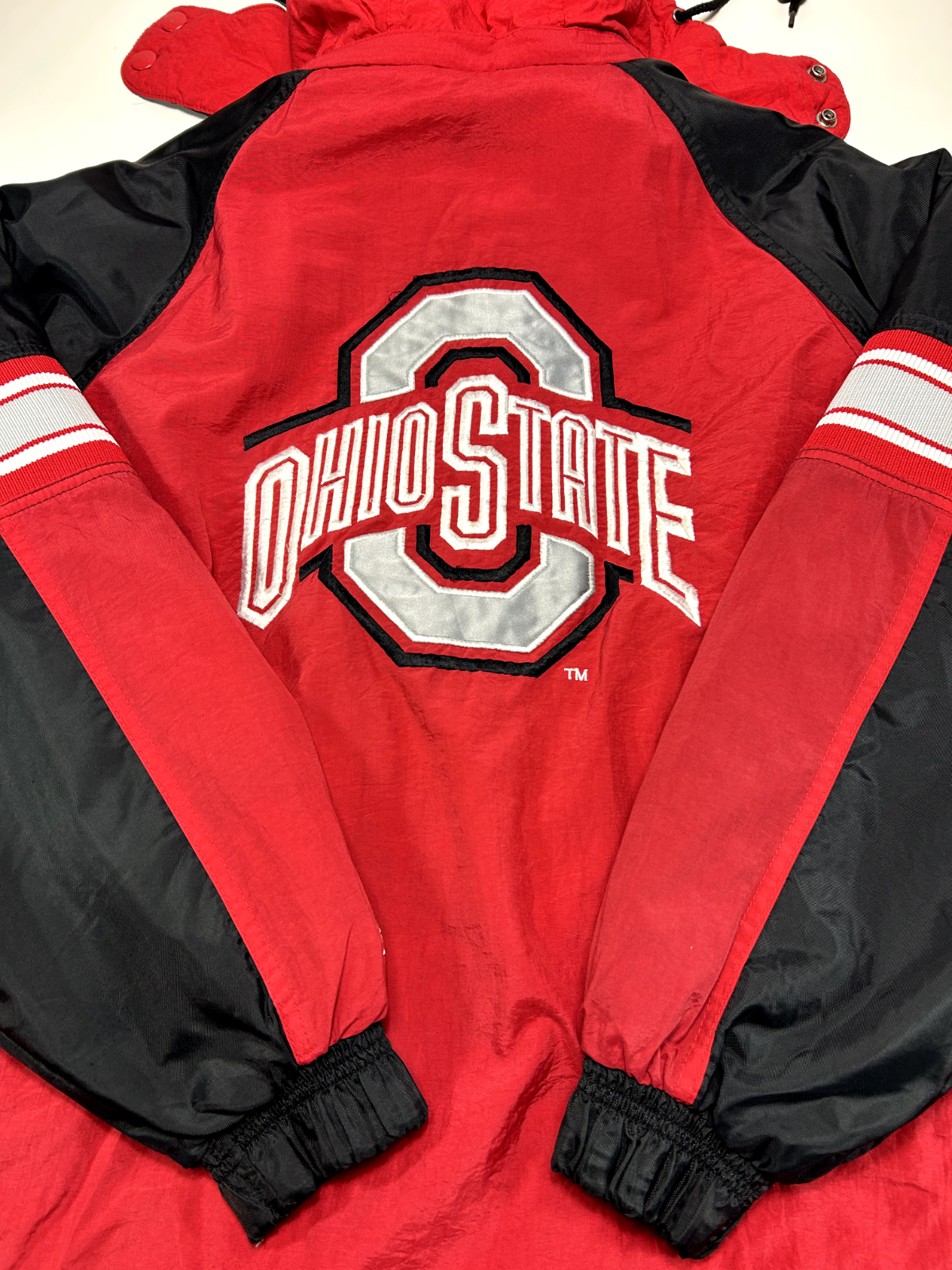 Vintage 90s Ohio State Buckeyes NCAA Insulated 1/2 Zip Starter Jacket Sz Medium