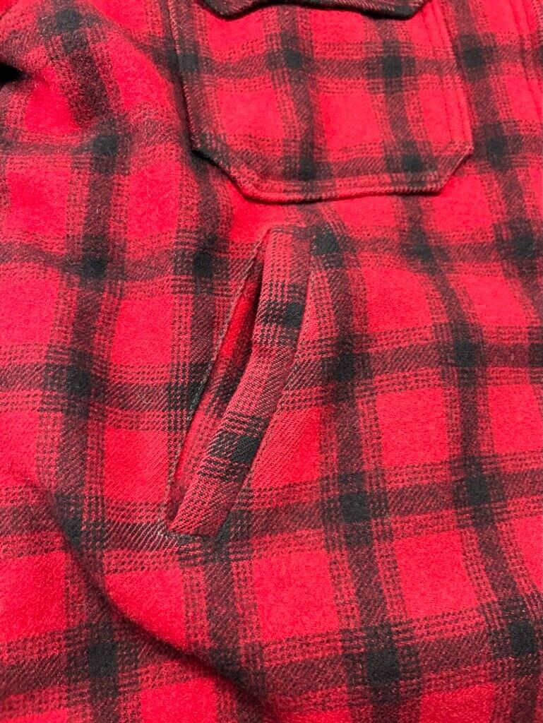 Vintage 80s Woolrich Buffalo Plaid Full Zip Mackinaw Hunting Jacket Size Large