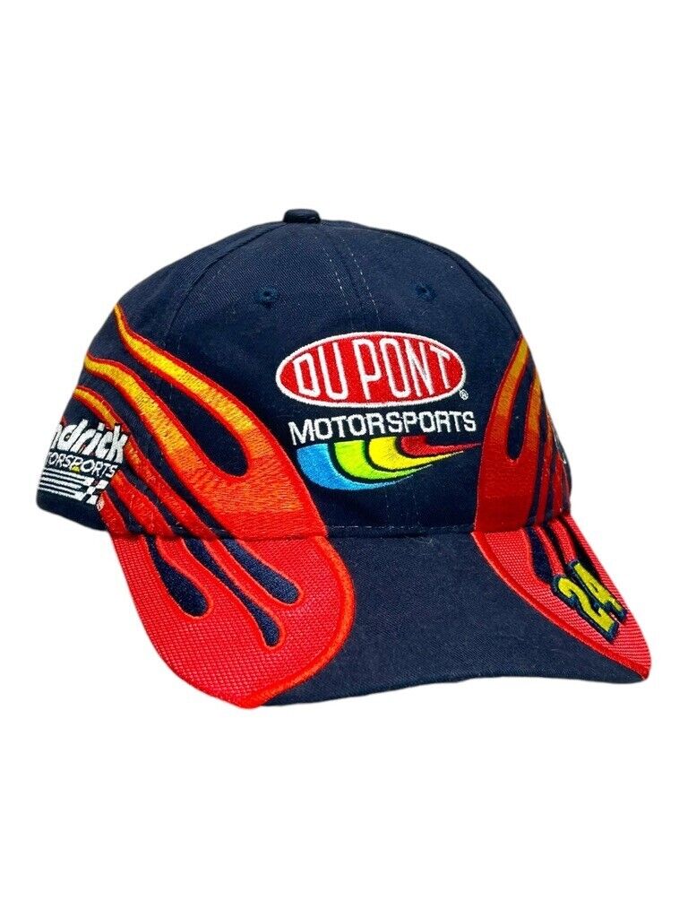 Vintage Jeff Gordon #24 Nascar Dupont Racing Flames Strapback Hat OSFA