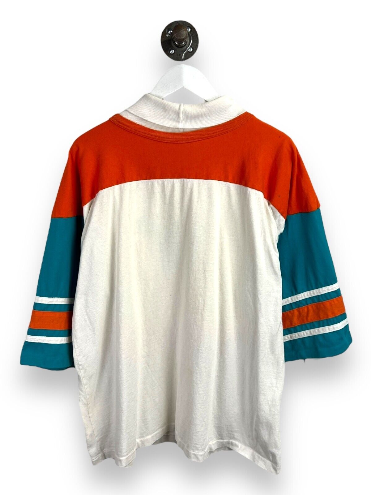 Vintage 1995 Miami Dolphins NFL Graphic Turtle Neck 3/4 Sleeve T-Shirt Size XL