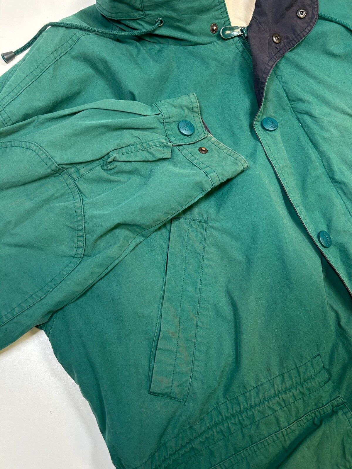 Vintage 90s Nautica Cinched Light Long Barn Jacket Size Large Green