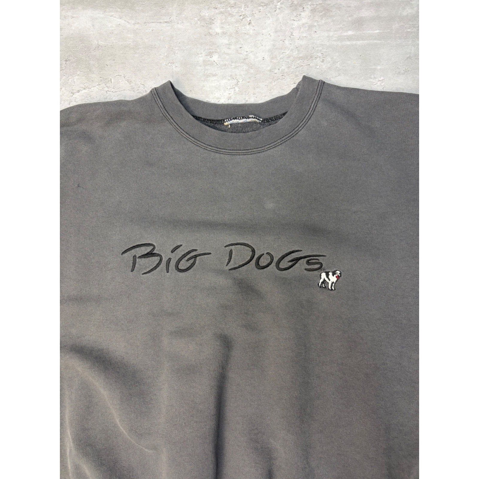 Vintage 90s Big Dogs Embroidered Spellout Logo Crewneck Sweatshirt Size Large