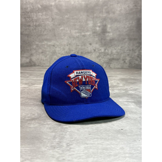 Vintage 90s New York Rangers NHL Embroidered Logo CCM Hockey Snapback Hat OSFA
