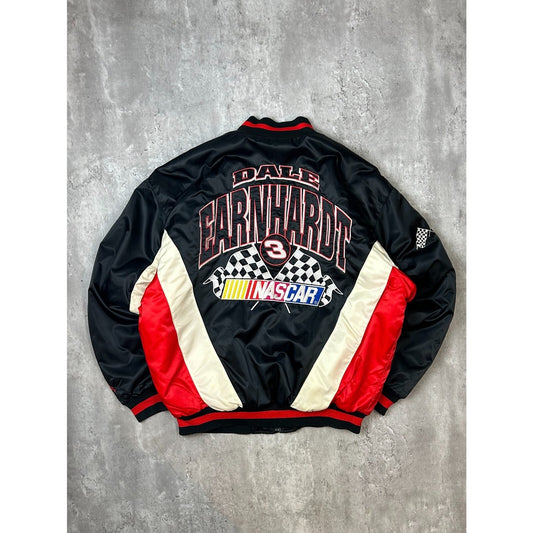 Vintage 90s Dale Earnhardt #3 Nascar Embroidered Satin Bomber Jacket Size Large