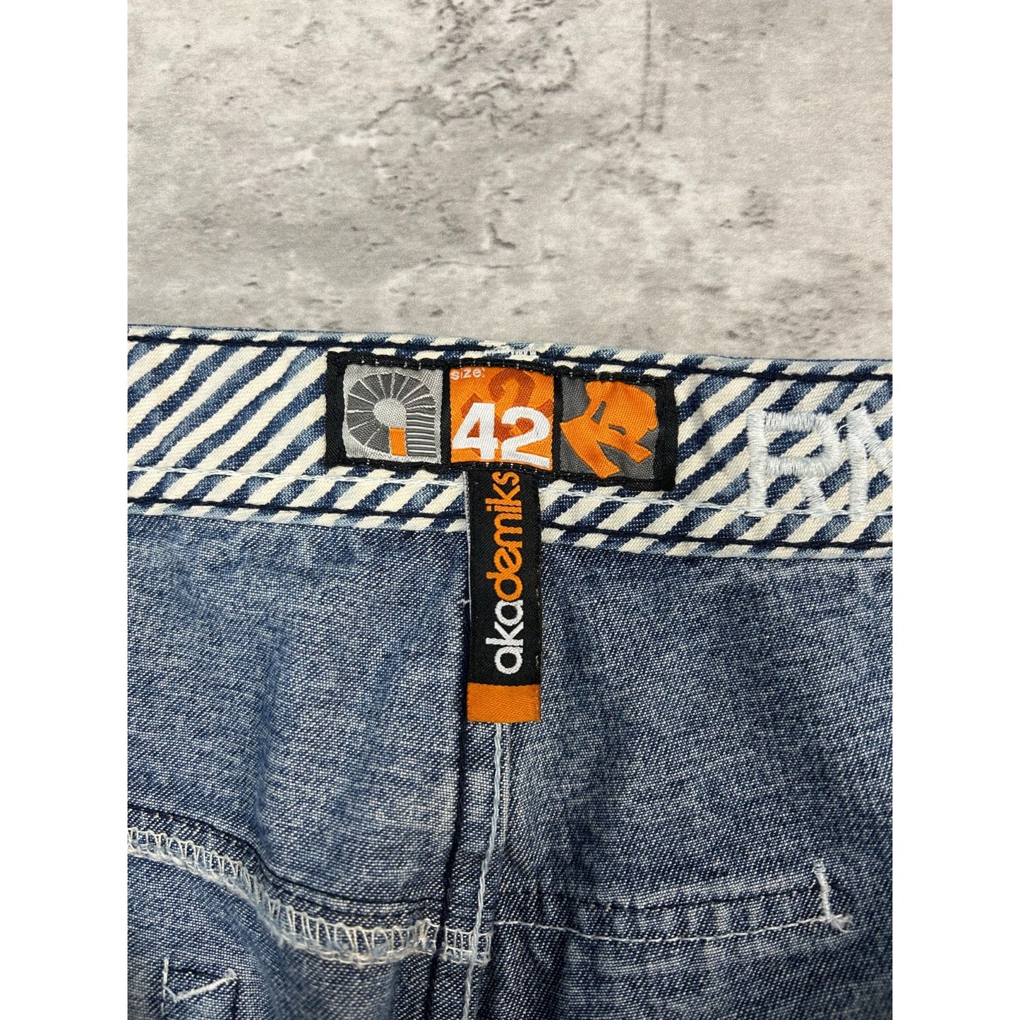Vintage Y2K Akademiks Baggy Fit Medium Wash Textured Denim Pants Size 41
