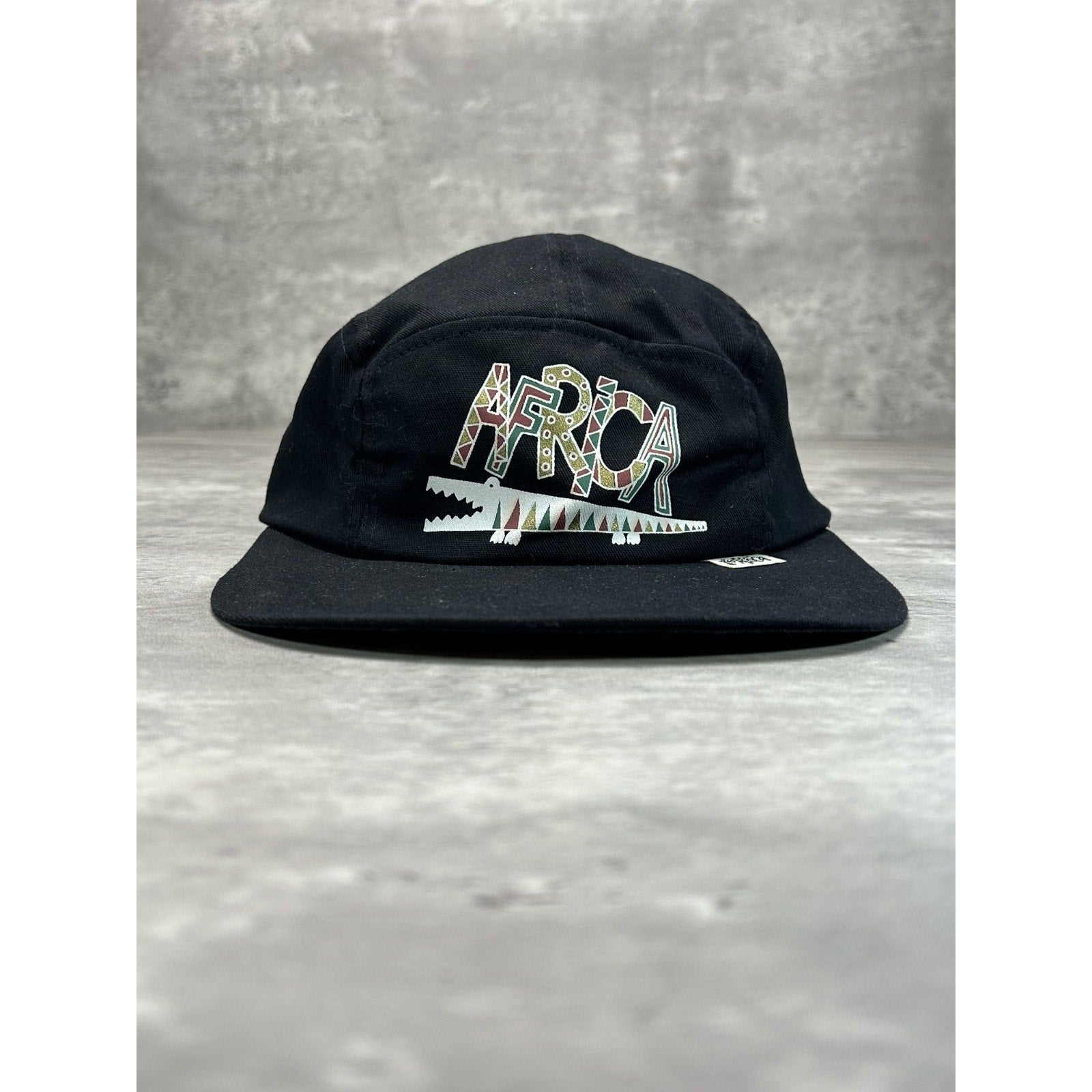 Vintage 90s Africa Crocodile Graphic Destination Long Brim Strapback Hat OSFA