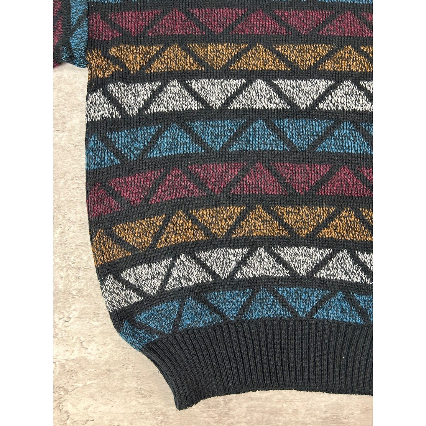 Vintage 90s Michael Gerard Diamond Striped Knit Sweater Size Large