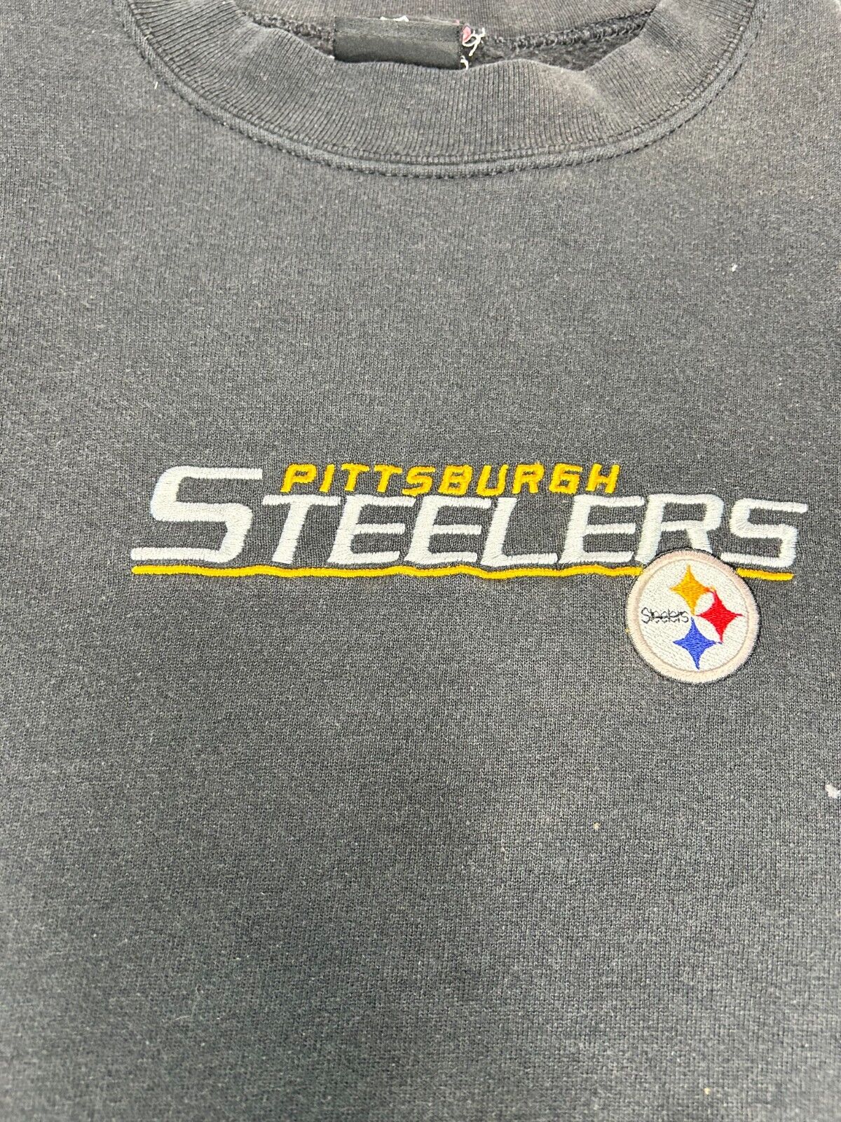 Pittsburgh Steelers NFL Embroidered Spell Out Pull Over Sweatshirt Size XL