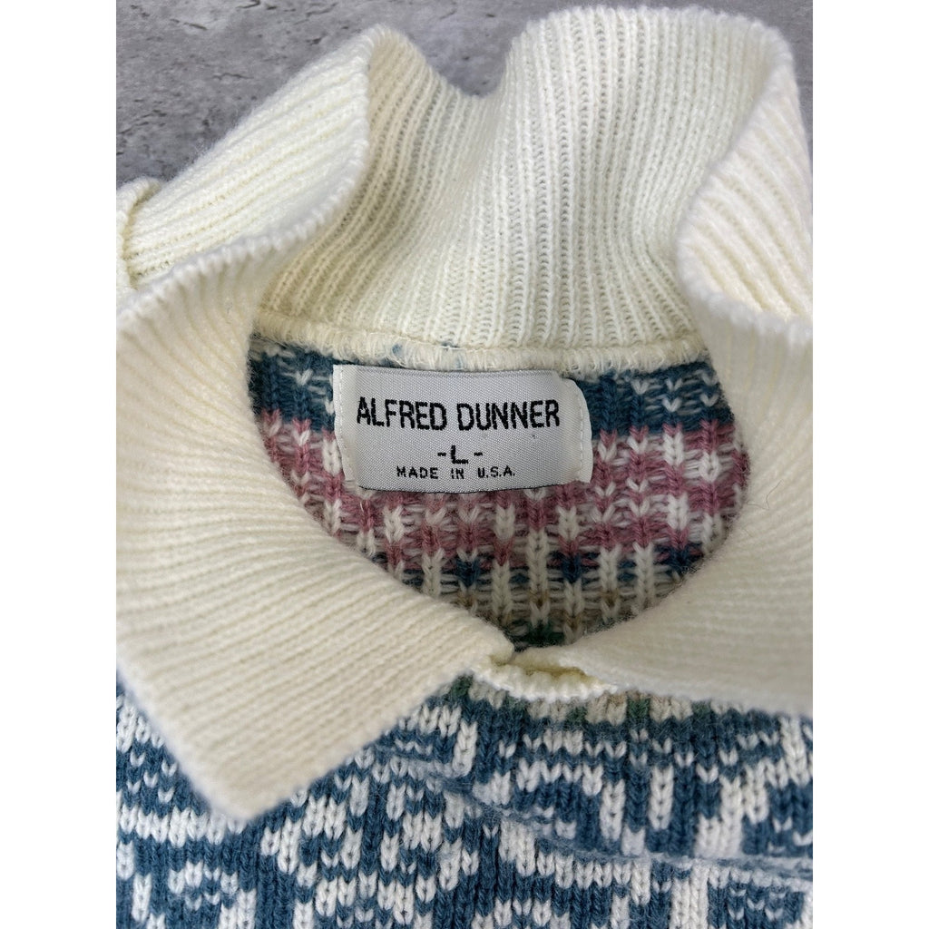 Vintage 90s Women's Alfred Dunner Abstract Striped Collared Knit Sweater Large