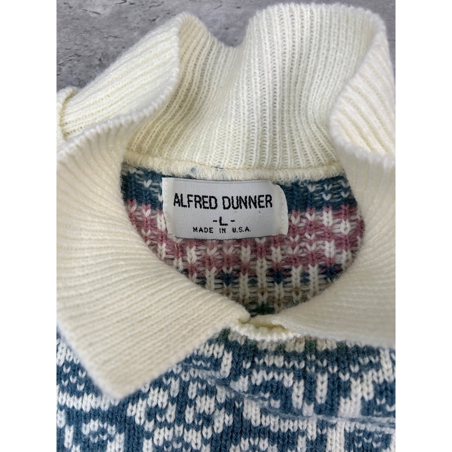 Vintage 90s Women's Alfred Dunner Abstract Striped Collared Knit Sweater Large