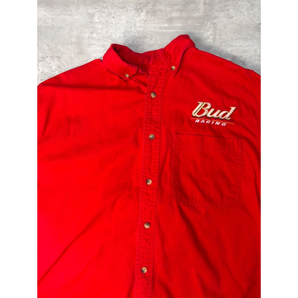 Vintage Dale Earnhardt Jr #8 Budweiser Nascar Racing Button Up Shirt Size Medium