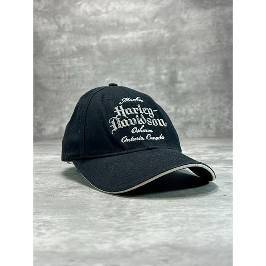Vintage Harley Davidson Motorcycles Embroidered Spellout Strapback Hat OSFA