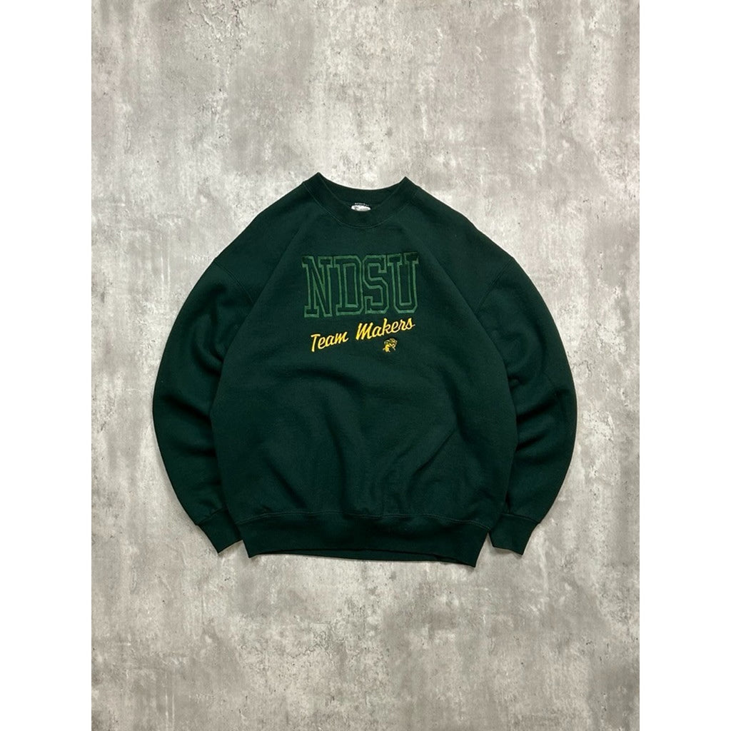 Vintage 90s NDSU Bisons NCAA Embroidered Spellout Collegiate Sweatshirt Size XL