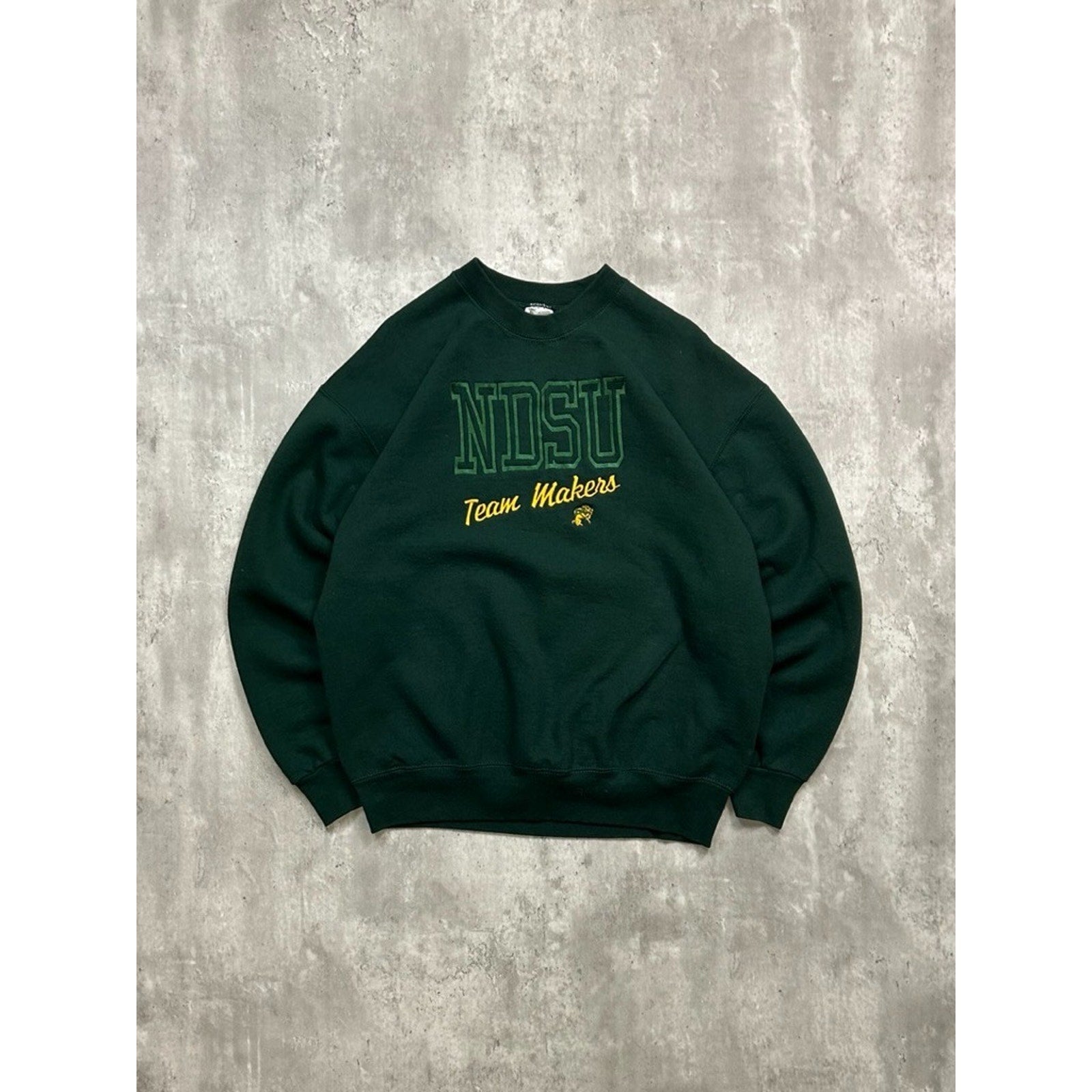 Vintage 90s NDSU Bisons NCAA Embroidered Spellout Collegiate Sweatshirt Size XL