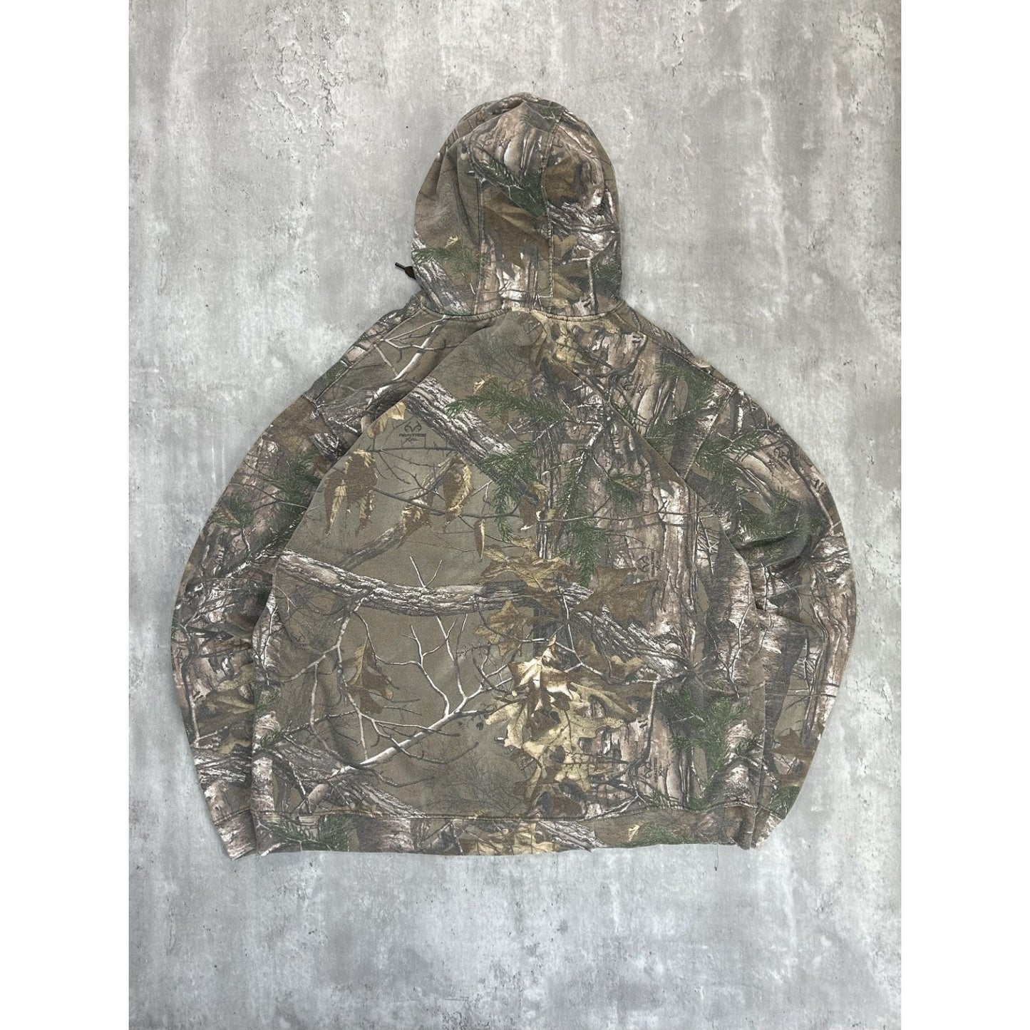 Vintage Realtree Xtra Tree Camo Hunting Pullover Hooded Sweatshirt Size 2XL