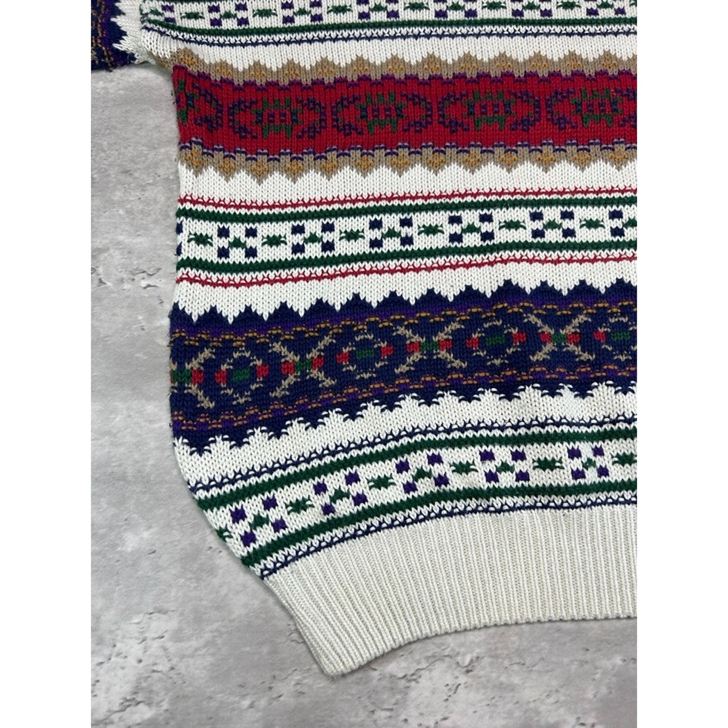 Vintage 90s Knights Of Round Table Abstract Striped Knit Sweater Size Large