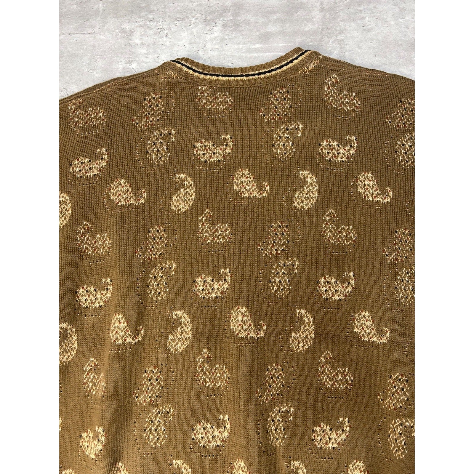 Vintage 90s Tricots St Raphael Abstract Graphic Pullover Knit Sweater Sz Medium