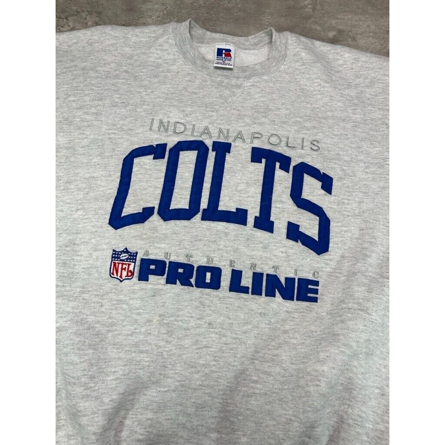 Vintage 90s Indianapolis Colts NFL Pro Line Embroidered Sweatshirt Size XL Gray