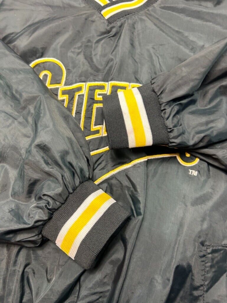 Vintage 90s Pittsburgh Steelers NFL Spell Out Nylon Chalk Line Jacket Size Large