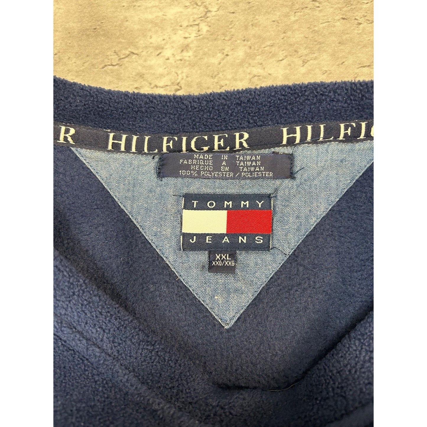 Vintage Tommy Jeans Embroidered Logo Pullover Fleece Sweatshirt Size 2XL