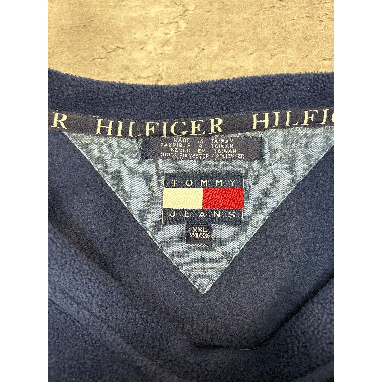 Vintage Tommy Jeans Embroidered Logo Pullover Fleece Sweatshirt Size 2XL