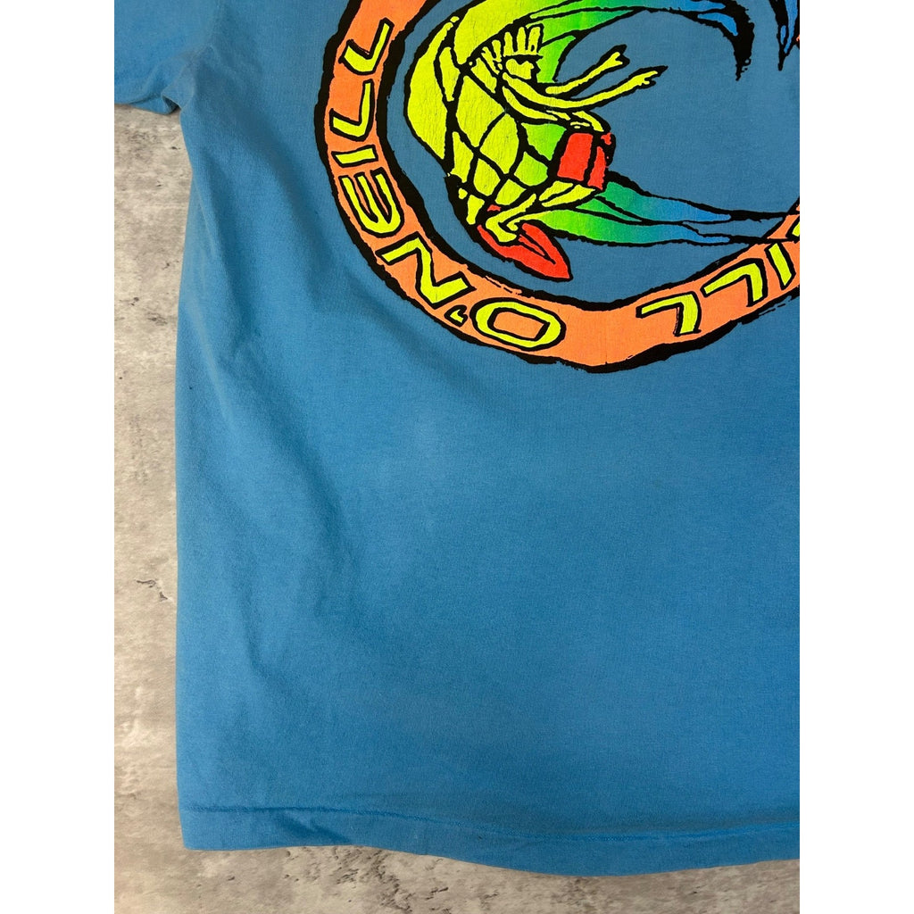 Vintage 90s O'Neill Cartoon Surfer Graphic Blue T-Shirt Size XL
