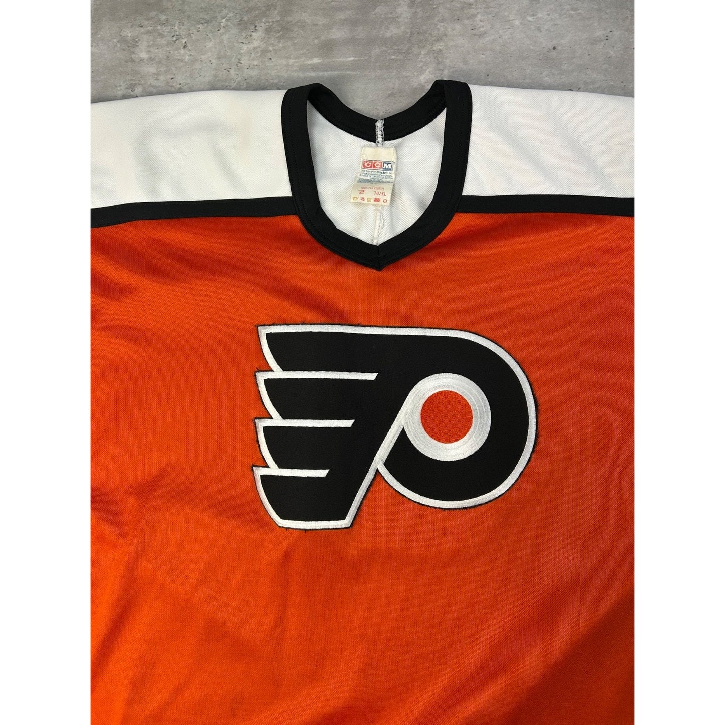 Vintage 90s Philadelphia Flyers NHL Stitched CCM Maska Hockey Jersey Size XL