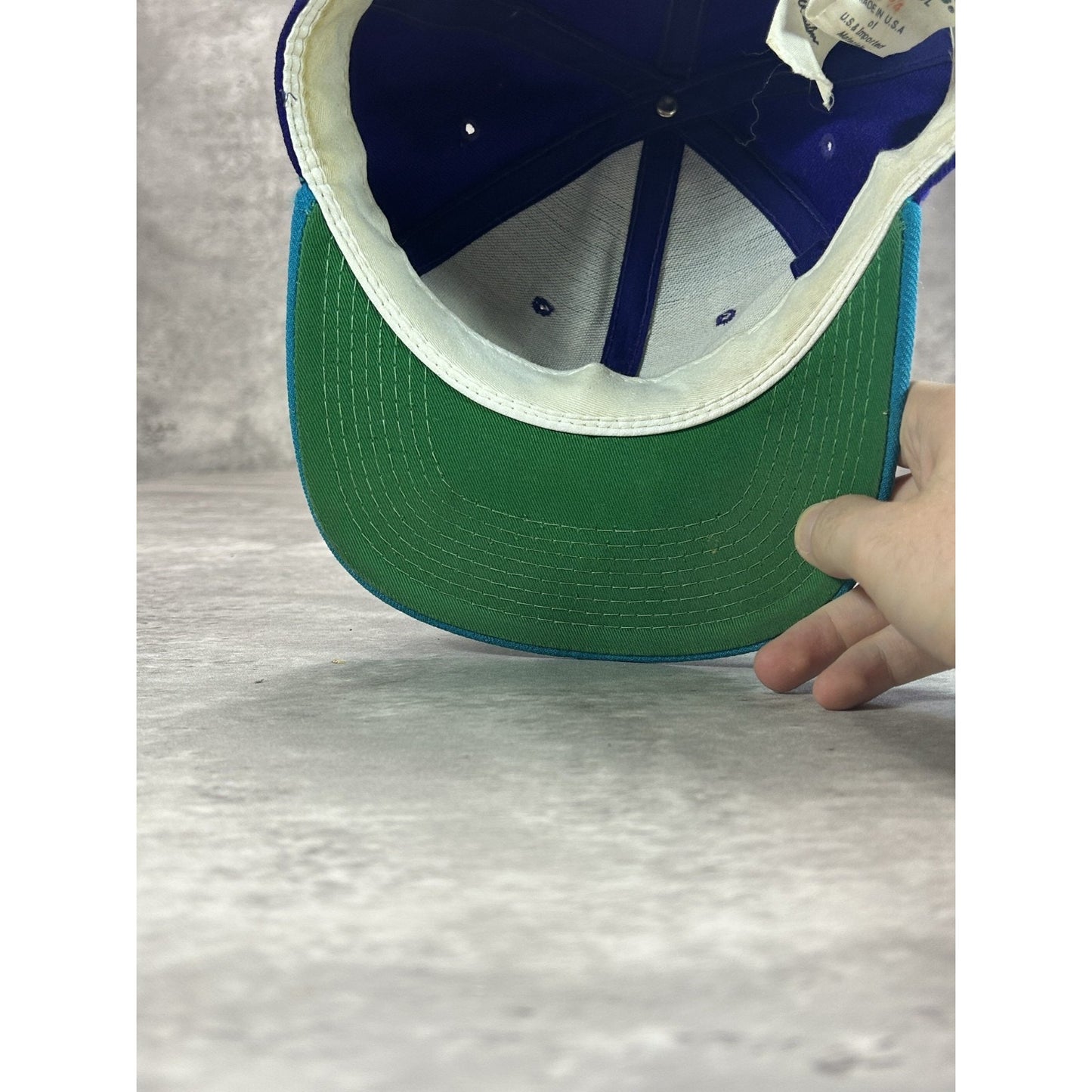 Vintage 90s Charlotte Hornets NBA Sports Specialties Script Fitted Hat 6 3/4
