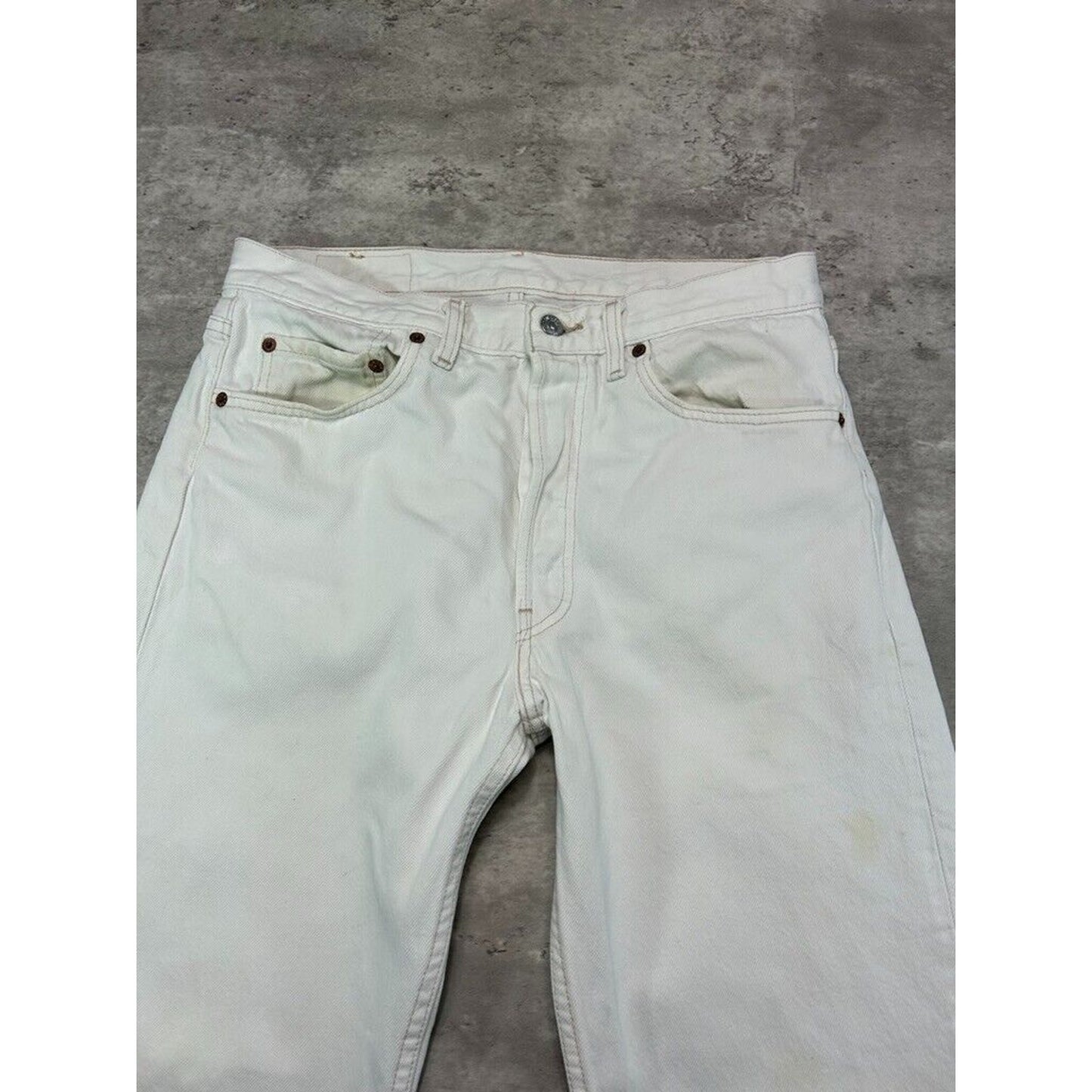 Vintage Levis 501 Red Tab White Denim Pants Size 32 White