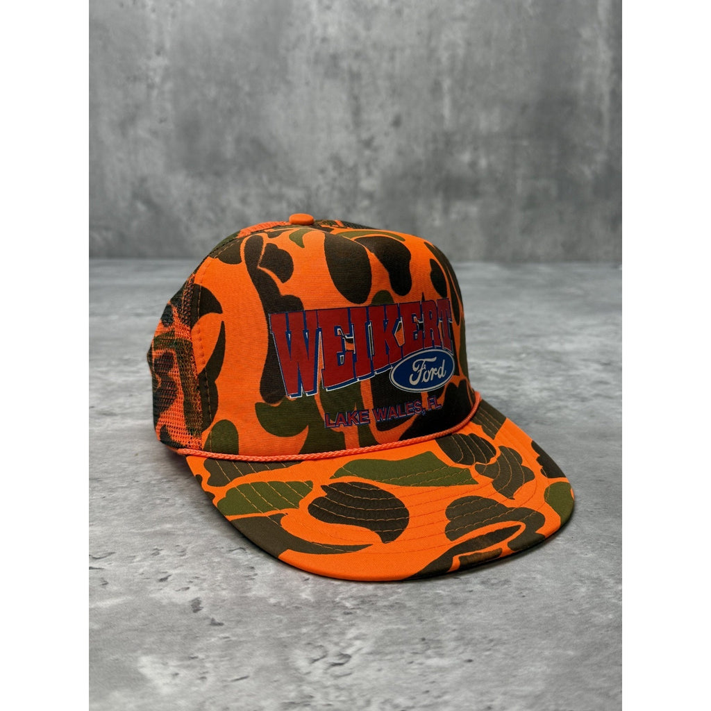 Vintage Weikert Ford Dealership Spellout Graphic Trucker Snapback Hat OSFA