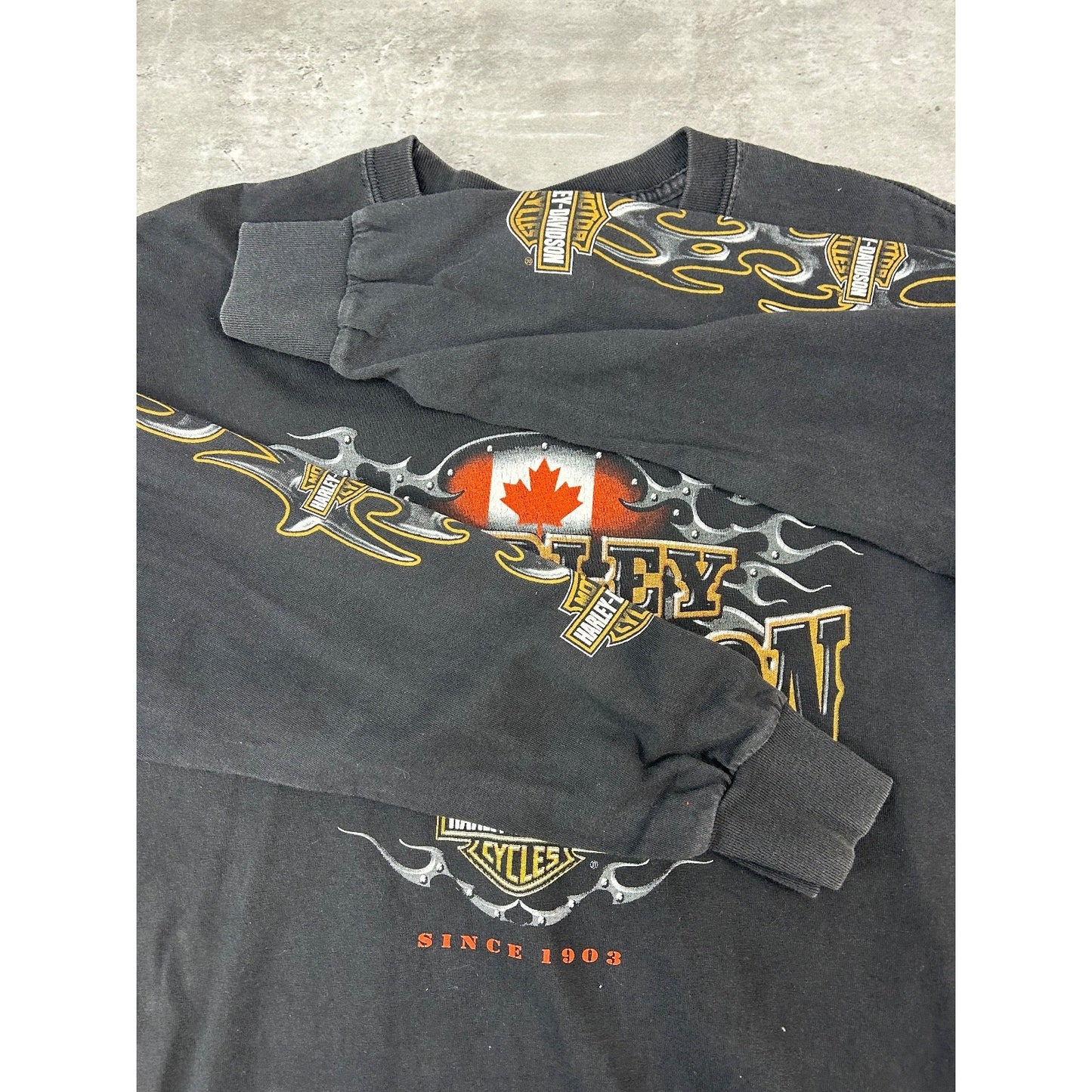 Vintage Harley Davidson Classic Logo Sleeve Print Long Sleeve T-Shirt Size Large