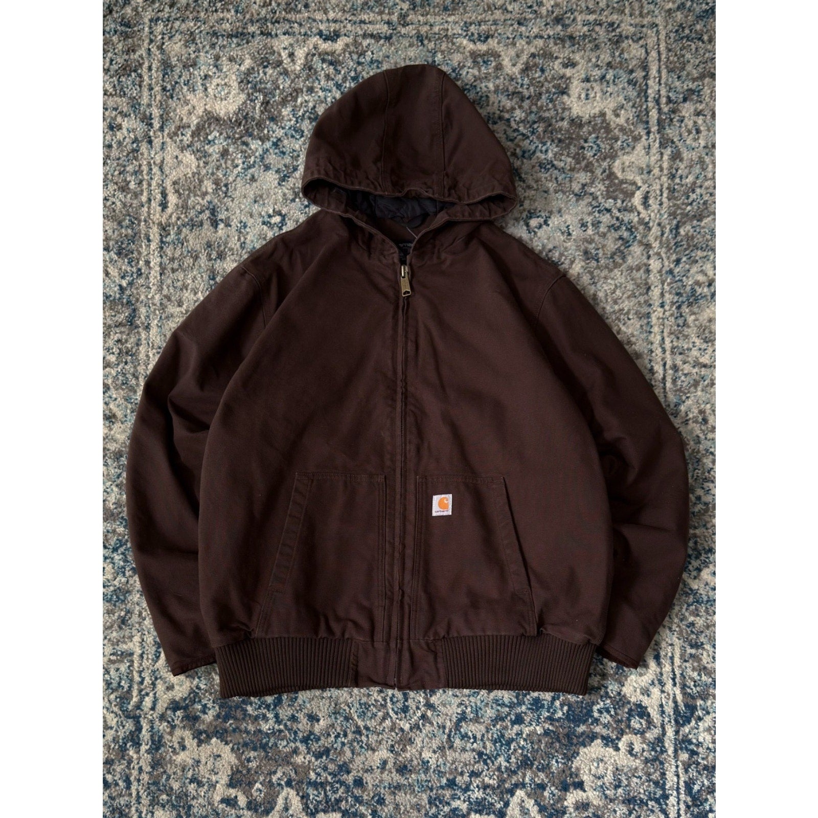 Vintage Carhartt Quilted Lined Canvas Workwear Active Bomber Jacket Sz XL J130-M