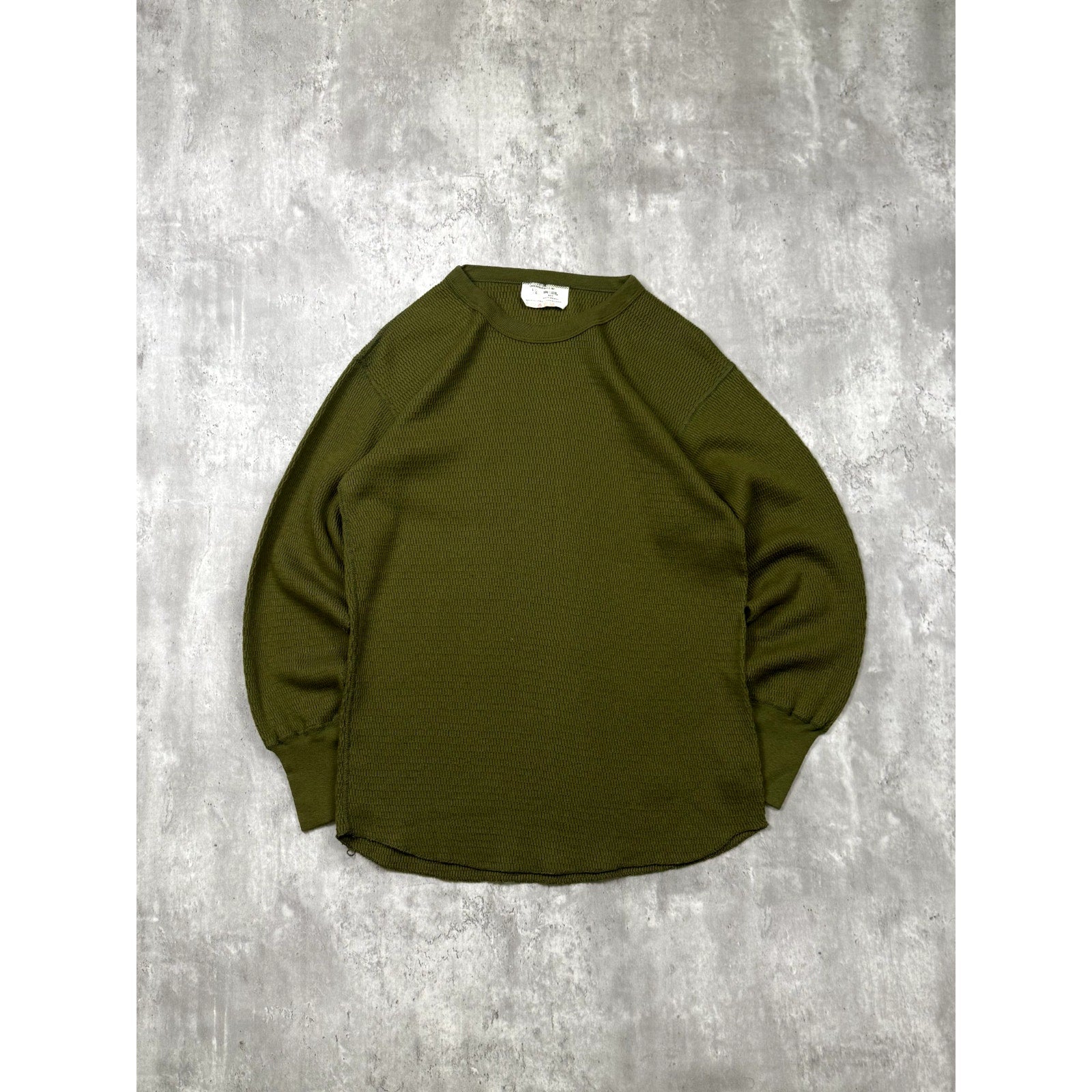 Vintage Green Thermal Long Sleeve T-Shirt Size Large