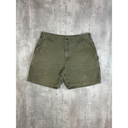 Vintage Carhartt Canvas Workwear Carpenter Shorts Size 38 Green