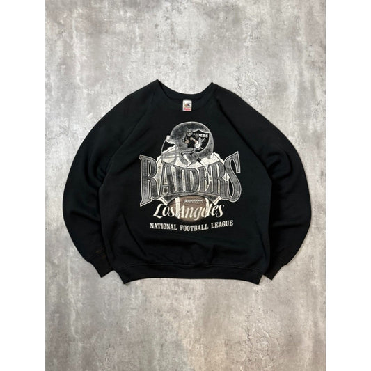 Vintage 90s Los Angeles Raiders NFL Helmet Graphic Spellout Sweatshirt Size XL