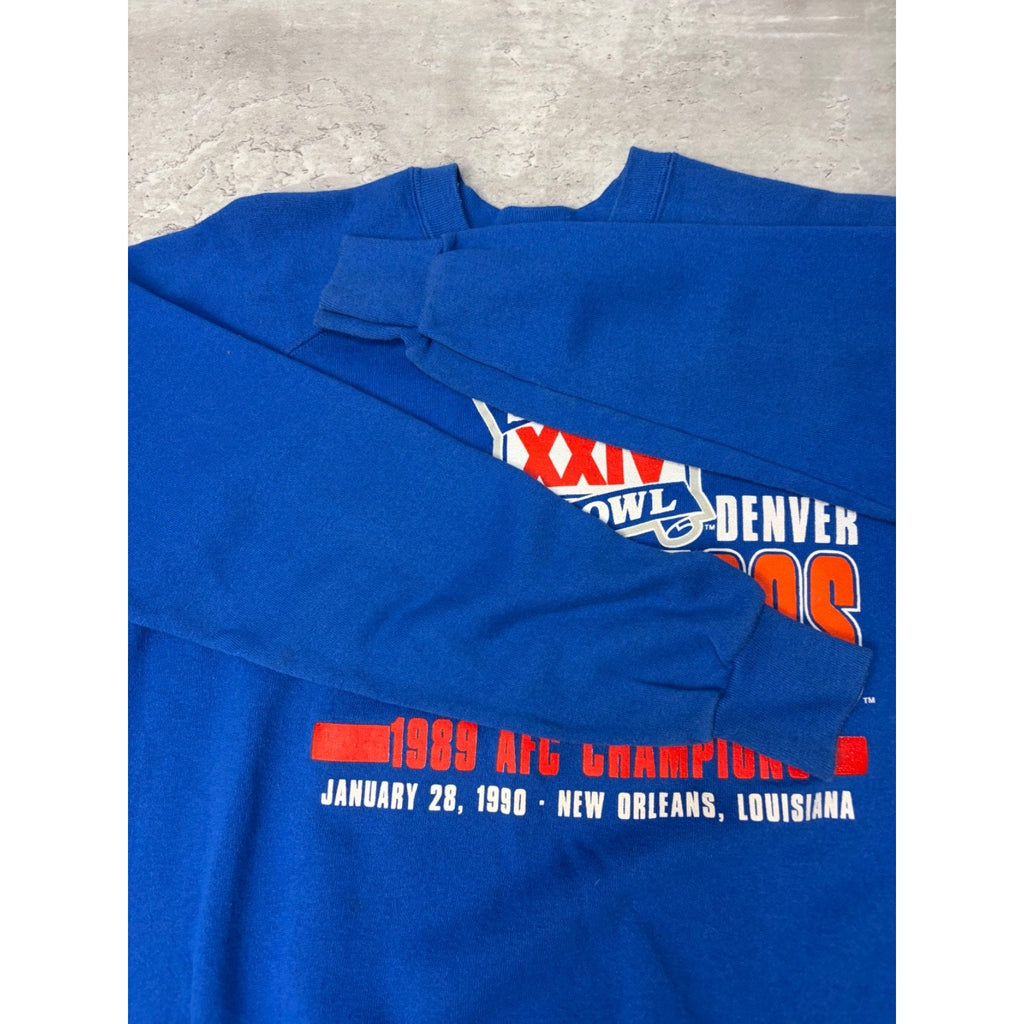 Vintage 1989 Denver Broncos NFL AFC Champions Graphic Sweatshirt Size Large