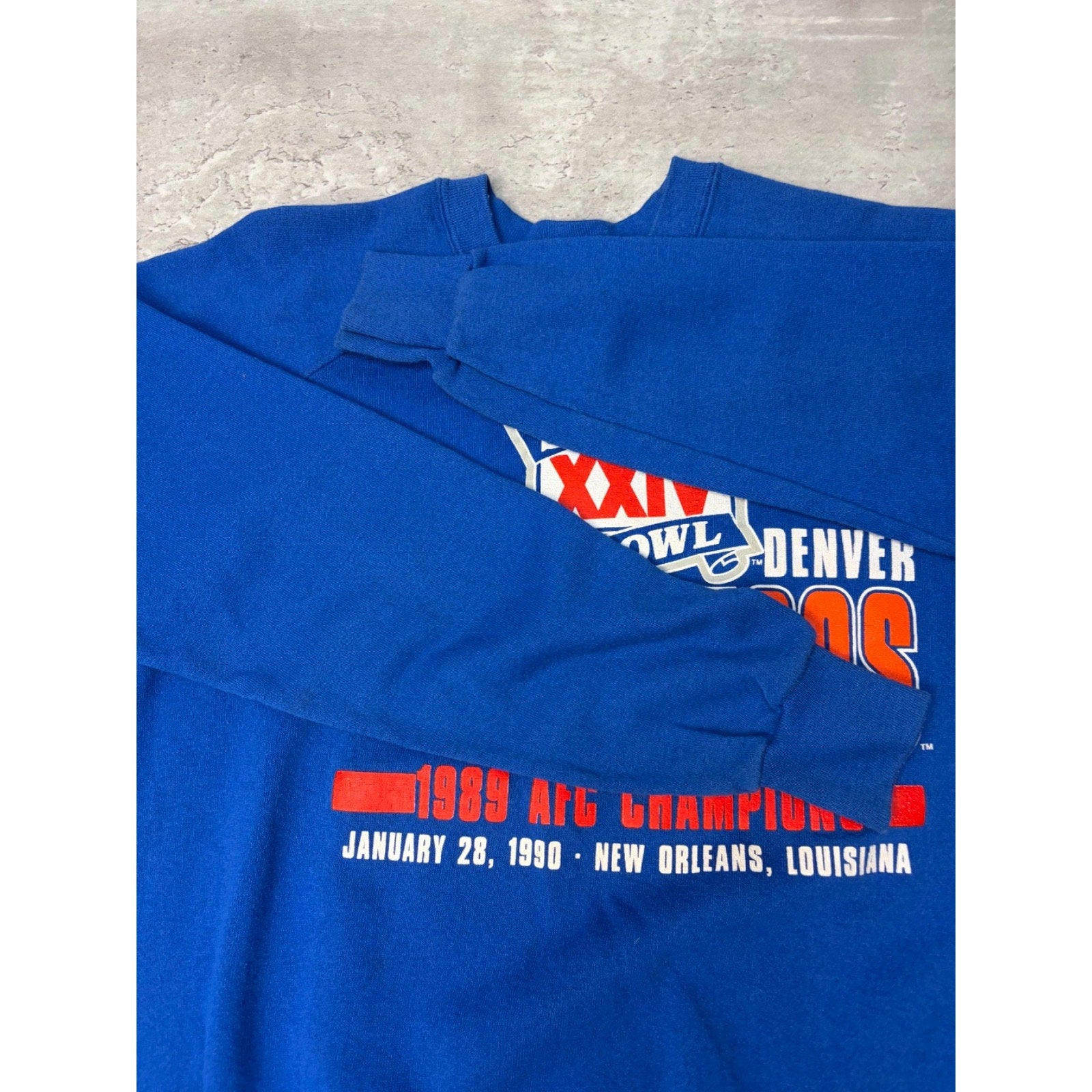 Vintage 1989 Denver Broncos NFL AFC Champions Graphic Sweatshirt Size Large
